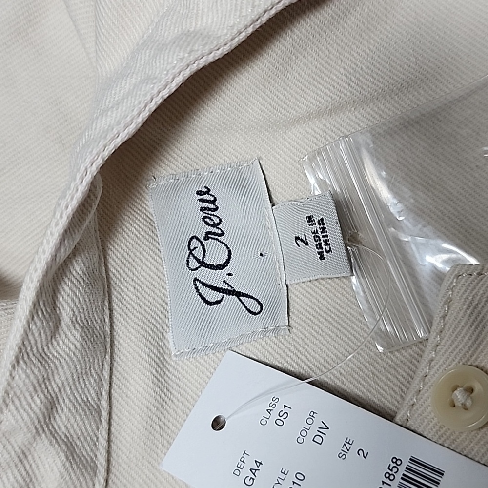 J. Crew long beige shirtdress in stretch denim twill with belt long sleeve Sz 2‎ - Picture 12 of 15